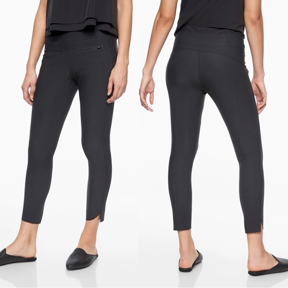 Athleta • Stellar Crop Pant black pull-on ankle stretch zipper pockets travel - Picture 3 of 13